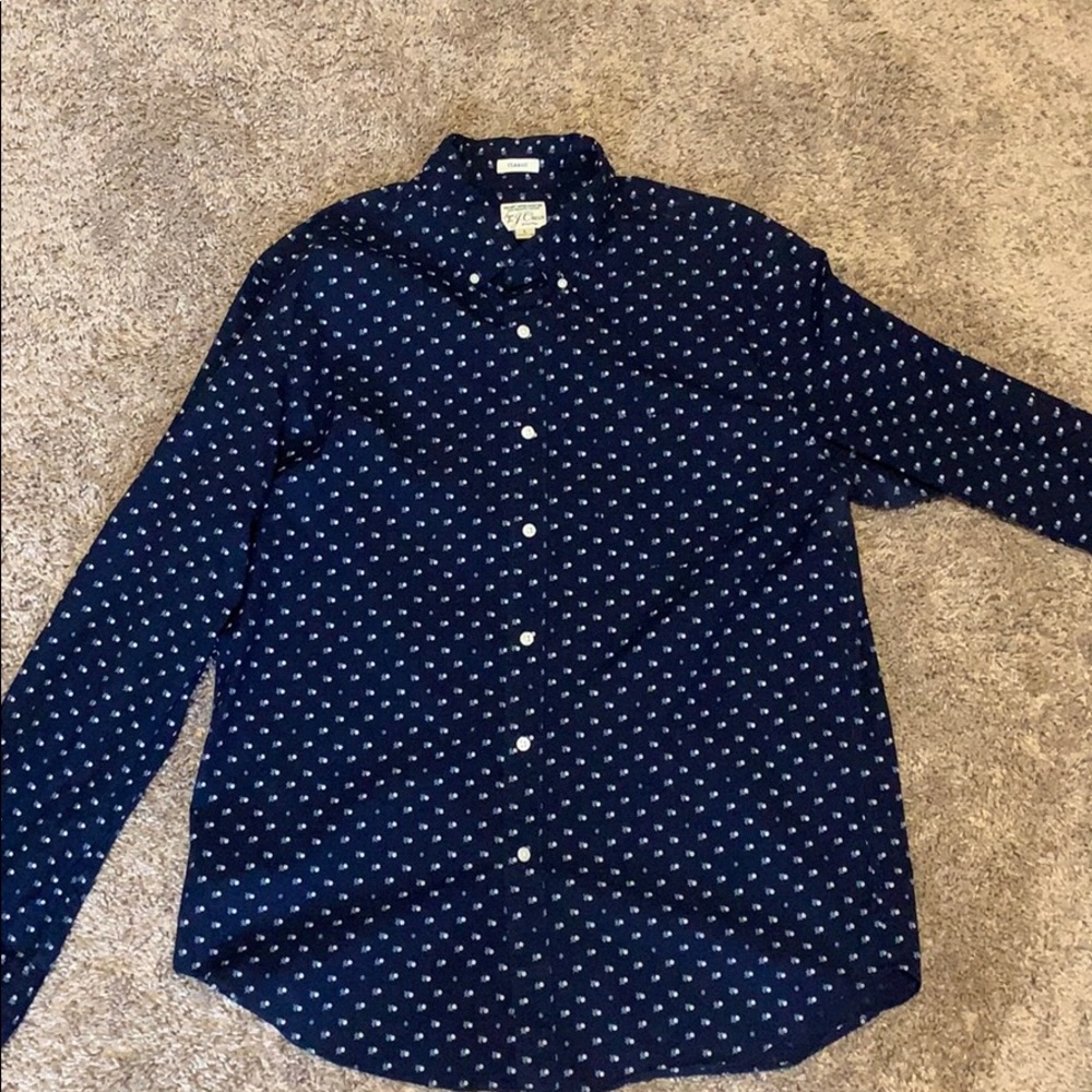 EUC J Crew Classic Floral Navy Button Down